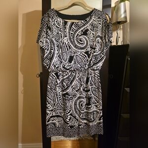 Enfocus Studio Black and White Paisley Mini Dress